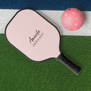 Add Full Name Minimal Monogram Blush Pink Pickleball Paddle