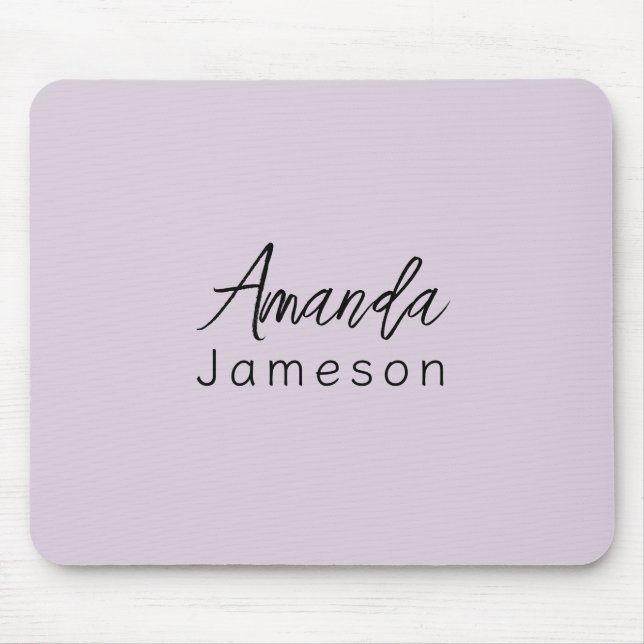Add Full Name Simple Minimal Monogram on Lilac Mouse Pad (Front)