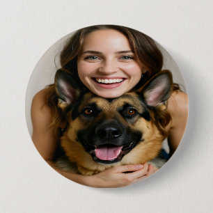 Add German Shepherd Photo Personalize 7.5 Cm Round Badge