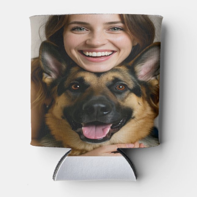 Add German Shepherd Photo Personalize Can Cooler (Front)