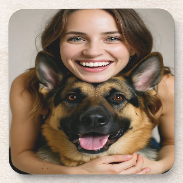 Add German Shepherd Photo Personalize Coaster (Front)