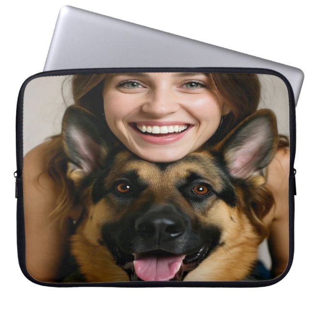 Add German Shepherd Photo Personalize Laptop Sleeve (Front)