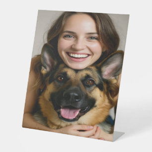 Add German Shepherd Photo Personalize Pedestal Sign