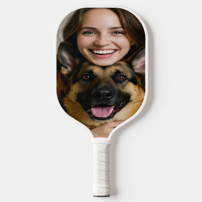 Add German Shepherd Photo Personalize Pickleball Paddle (Front)