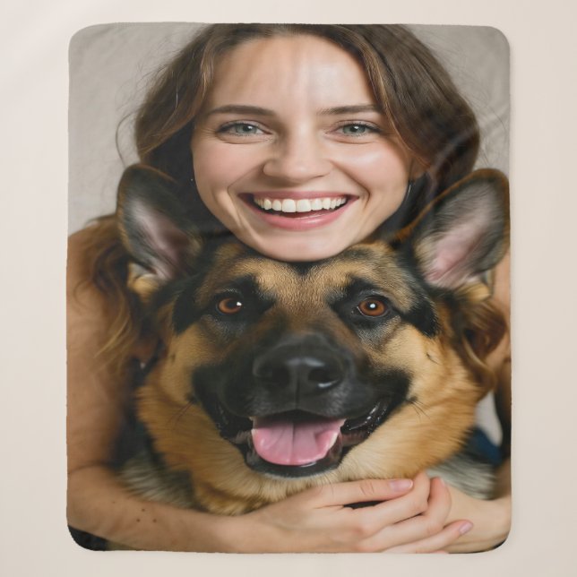 Add German Shepherd Photo Personalize Sherpa Blanket (Front)