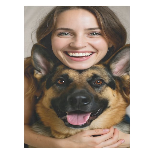 Add German Shepherd Photo Personalize Tablecloth (Front)