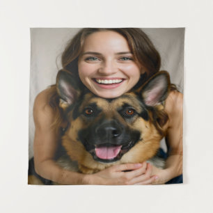 Add German Shepherd Photo Personalize Tapestry