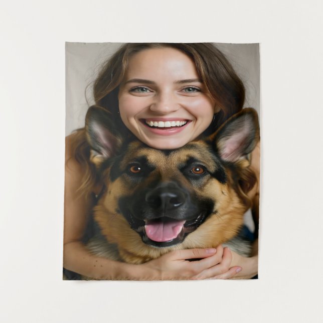 Add German Shepherd Photo Personalize Tapestry (Front)