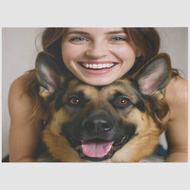 Add German Shepherd Photo Personalize Tissue Paper (Front)