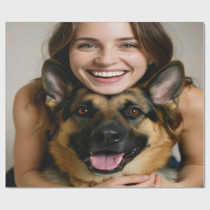 Add German Shepherd Photo Personalize Wrapping Paper