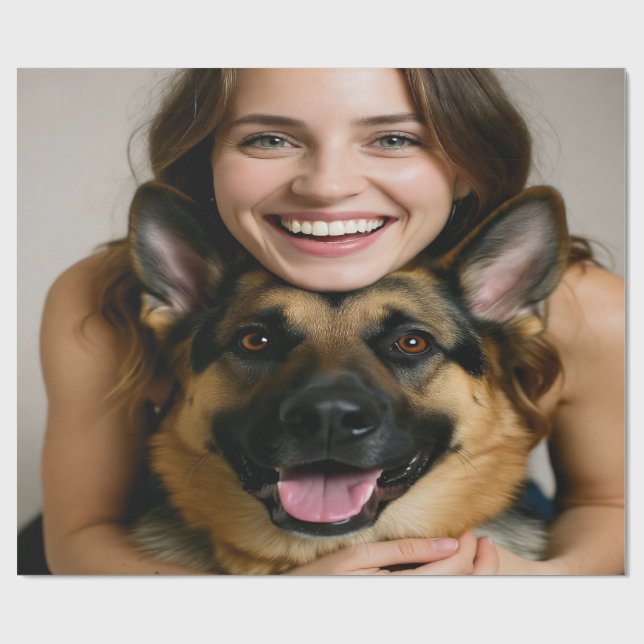 Add German Shepherd Photo Personalize Wrapping Paper (Flat)