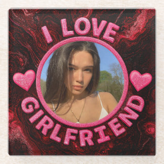 Add Girlfriend photo Gift Birthday Anniversary Glass Coaster