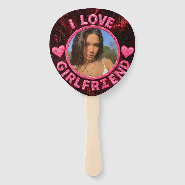 Add Girlfriend photo Gift Birthday Anniversary  Hand Fan (Front)