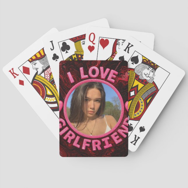 Add Girlfriend photo Gift Birthday Anniversary  Playing Cards (Back)