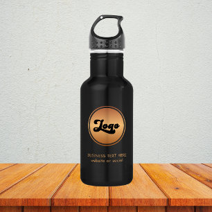 Add Gold Business Company Logo & Text Professional 532 Ml Water Bottle