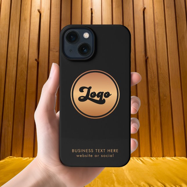 Add Gold Business Company Logo & Text Professional iPhone Case (Creator Uploaded)