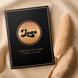 Add Gold Business Company Logo & Text Professional Notebook