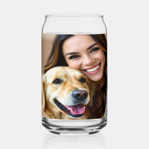 Add Golden Retriever Photo Personalize Can Glass