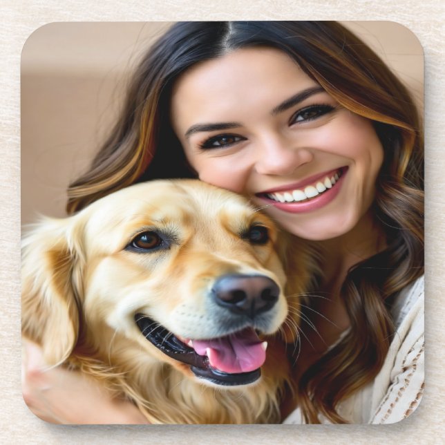 Add Golden Retriever Photo Personalize Coaster (Front)