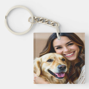 Add Golden Retriever Photo Personalize Key Ring
