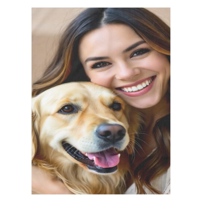 Add Golden Retriever Photo Personalize Tablecloth (Front)