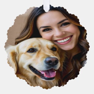 Add Golden Retriever Photo Personalize Tree Decoration Card