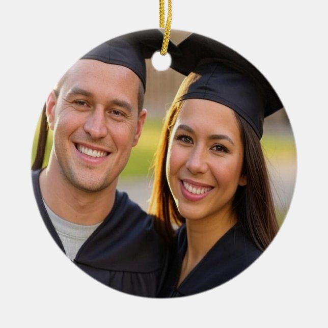 Add Graduation Photo Customise Ceramic Tree Decoration (Front)