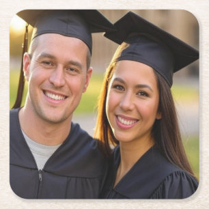 Add Graduation Photo Customise Square Paper Coaster