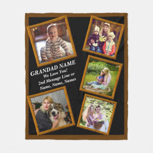 Add Grandfather Name Text Photos For Grandpa       Fleece Blanket