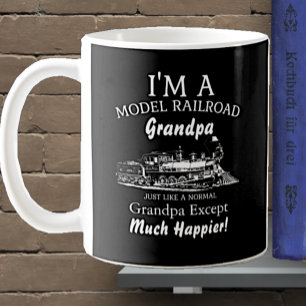 Add Grandpa Name Model Railroad - Much Happier! Coffee Mug