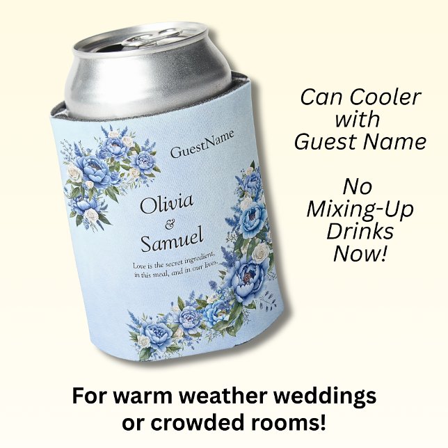Add Guest Name Too -  Blue Peony Set Can Cooler (Creator Uploaded)