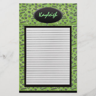 Add Her Name Green Designer Stationary Stationery