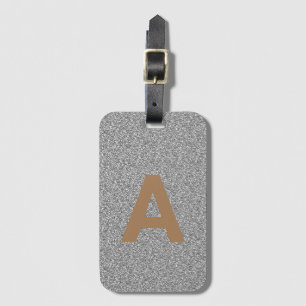 Add initial Monogram Personalised Silver Glitter Luggage Tag