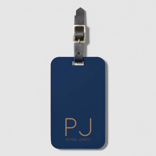 Add initial Monogram Personalized Simple  Luggage Tag (Front Vertical)