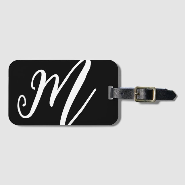 Add initial Monogram Personalized Simple Modern Luggage Tag (Front Horizontal)