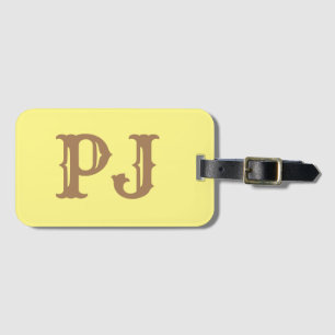 Add initial Monogram Personalized Simple Yellow Luggage Tag
