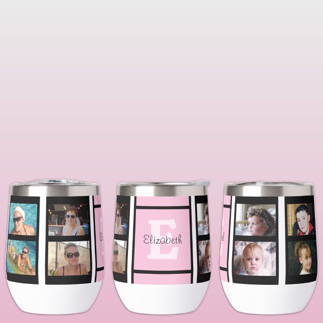 Add initial name 8 photos pink and black (Creator Uploaded)