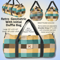 Add Initial, Retro Abstract Squares Green Brown