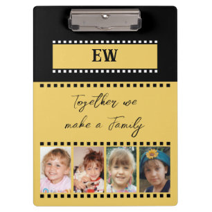 Add initials 8 family photos yellow black clipboard