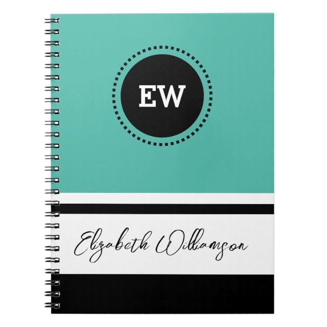 Add initials and name teal and black notebook (Front)