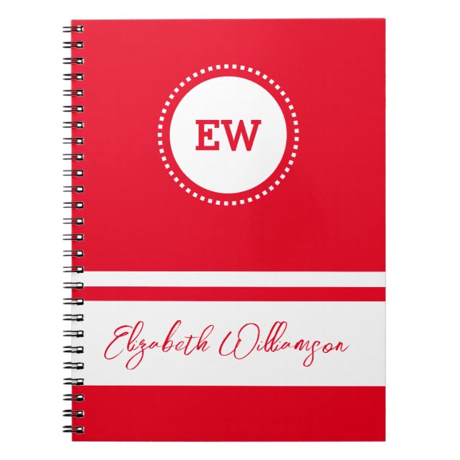 Add initials and name white and red notebook (Front)