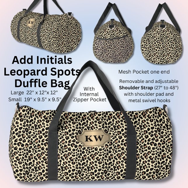 Add Initials, Brown Leopard Spots Duffle Bag (Creator Uploaded)