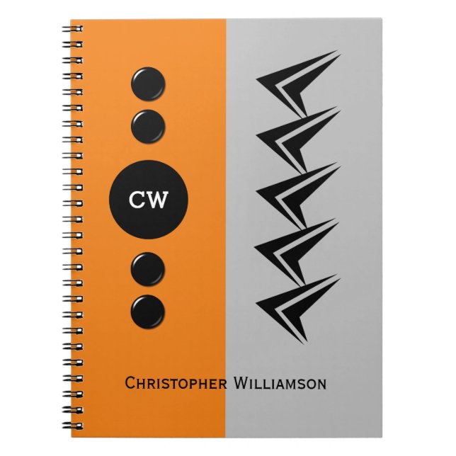 Add initials name orange and grey notebook (Front)