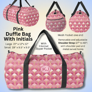 Add Initials, Pink Abstract Design Duffle Bag