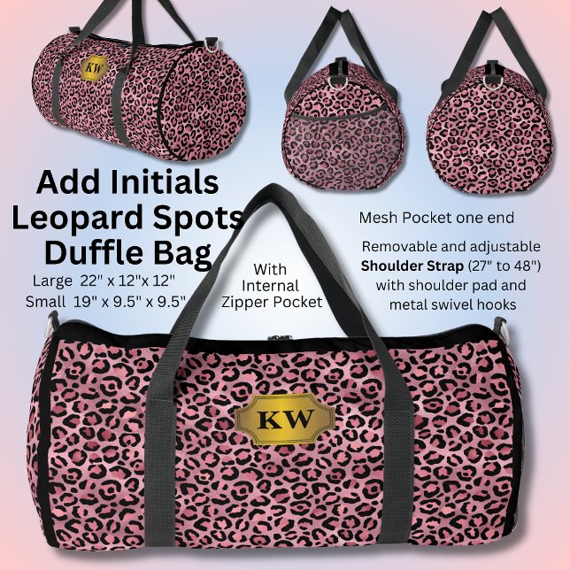 Add Initials, Pink on Pink Leopard Spots Duffle Bag (Creator Uploaded)