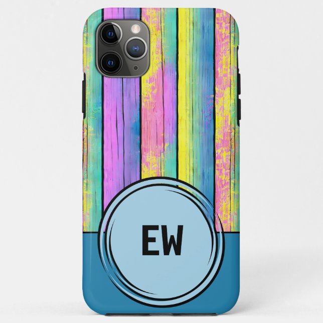 Add initials unicorn colours blue Case-Mate iPhone case (Back)