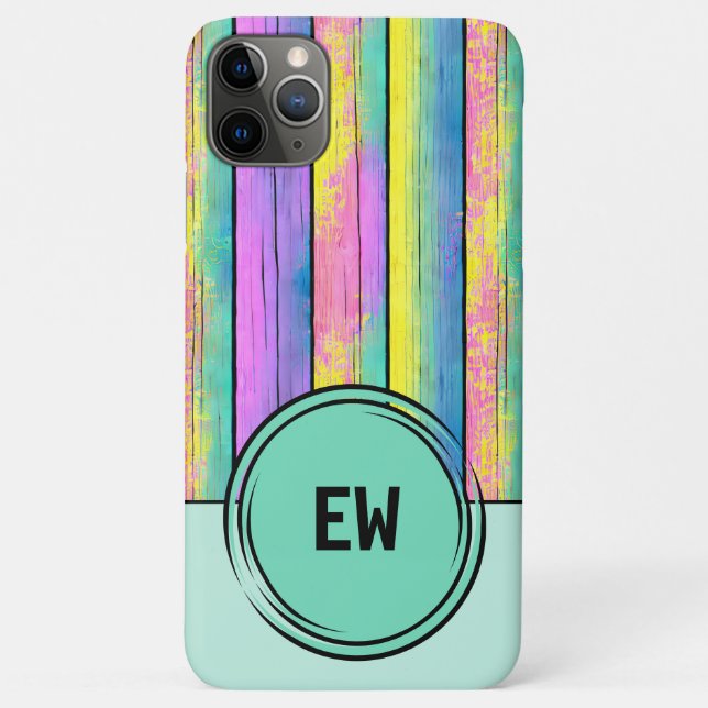 Add initials unicorn colours green Case-Mate iPhone case (Back)