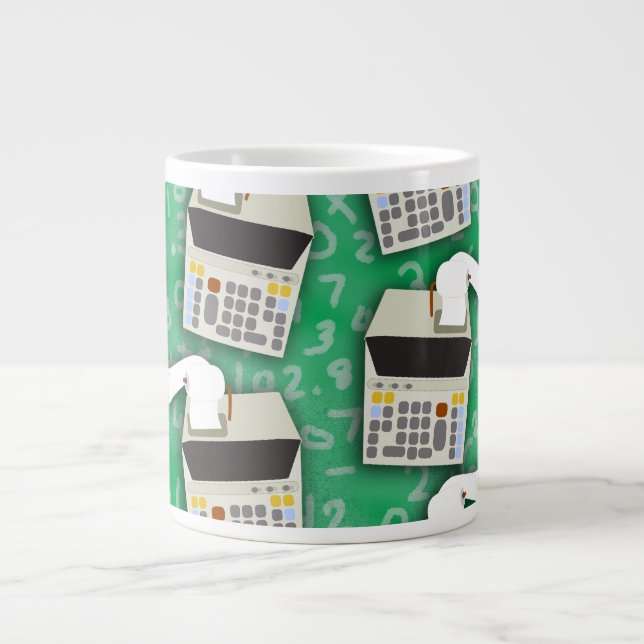 Add It Up Adding Machine Pattern Large Coffee Mug (Front)