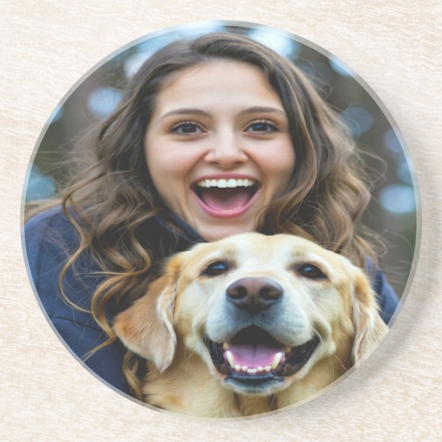 Add Labrador Retriever Photo Personalise Coaster (Front)