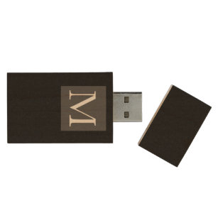 Add Letter Monogram and Photo to Men's Gift Wood USB Flash Drive